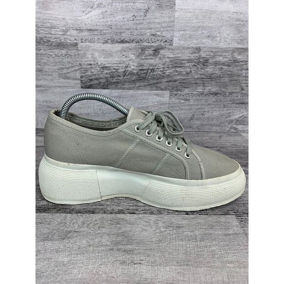 Superga Womens Gray Platform Sneakers Size 8 Canvas & Rubber Sole - Picture 7 of 8